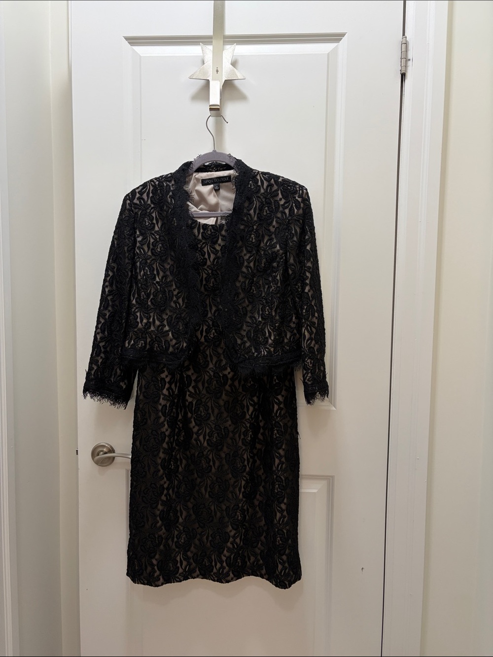 Black Lace Midi Dress with Cropped Jacket - Women's Occasion Dress